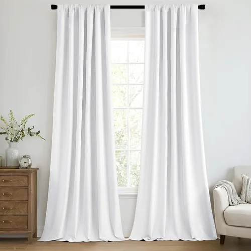 Vista 13 de MIULEE Cortinas 100% opacas de 63 pulgadas de largo, 2 paneles para dormitorio, cortina gruesa negra para oscurecer la habitación, pestaña trasera