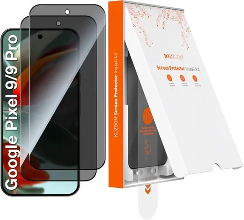 Vista 10 de KUZOOM Paquete de 2 protectores de pantalla de vidrio templado transparente HD para Google Pixel 9, película protectora de pantalla inastillable