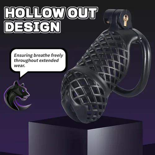 Vista 5 de Jaula de castidad masculina, dispositivo de castidad pequeño con anillos de 5 tamaños y sonido uretral para hombre, equipo de bondage,