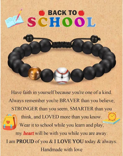 Vista 10 de EFVISD Pulsera de fútbol, baloncesto, béisbol, hockey para regalos para niños jugadores amantes de equipos, hijo, nieto, hermano, sobrino, amigo