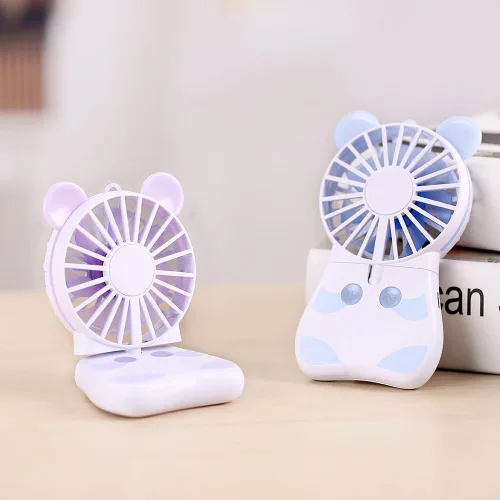 Vista 4 de Innerest Mini ventilador de refrigeración, luces LED multicolor de mano de pie, 2 velocidades ajustables, viajes, camping, festivales, usos