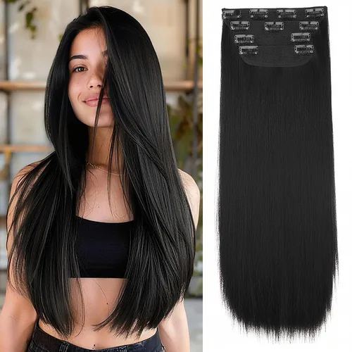 Vista 13 de Extensiones de cabello con clip de Vigorous de 20 pulgadas, con reflejos rubio playa, extensiones de cabello ondulado largo y suave de cabello