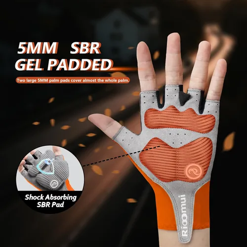 Vista 4 de Guantes de ciclismo para hombres y mujeres, guantes de ciclismo sin dedos, antideslizantes, 0.197 in, acolchados, absorben los golpes, transpirables