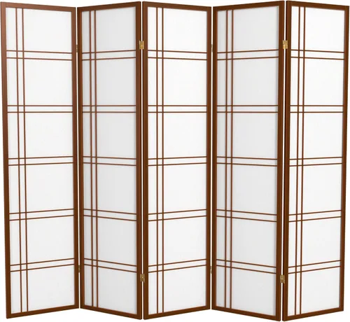 Vista 30 de Oriental Furniture - Pantalla Shoji de doble cruz de 6 pies de alto, color negro, 3 paneles