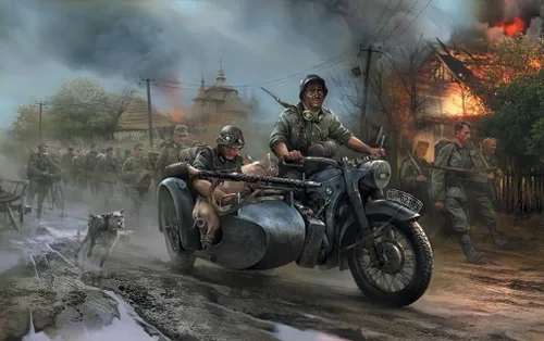 Vista 2 de Zvezda Modelos 1/72 German Motorcycle R-12 con Sidecar