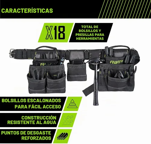 Vista 3 de AWP Tool Belt Tool Rig, Durable Premium Utility Belt Organizer for Men & Women, Utility Work, Electrician, Mechanic