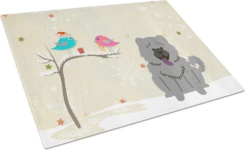 Vista 30 de Caroline's Treasures BB2513LCB - Tabla de cortar de vidrio con texto en inglés "Christmas Presents between Friends" Airedale Terrier - Tabla