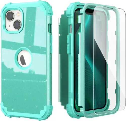 Vista 20 de IDweel Funda para iPhone 13 con Protector de Pantalla, para Funda iPhone 14, Híbrida Resistente a Golpes de Servicio Pesado Protección Cubierta Dura