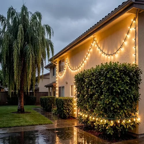 Vista 5 de 150 luces de Navidad de color blanco cálido, con certificación UL, calidad comercial, cable verde, juego de luces de 50 pies que permanece siempre