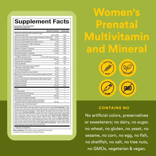 Vista 4 de Whole Earth & Sea Multivitamínico prenatal para mujer, 60 tabletas veganas