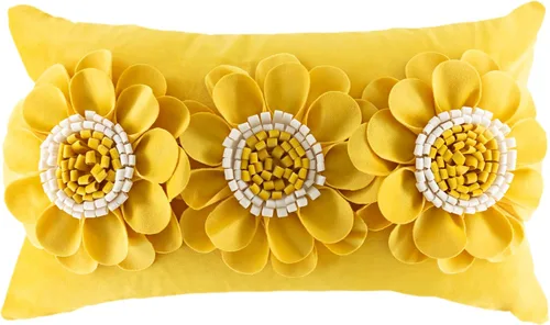 Vista 10 de JWH - Funda de almohada de flores 3D, terciopelo, rosa brillante, 12 x 20 pulgadas Acento decorativo de girasol, diseño floral lumbar, cama