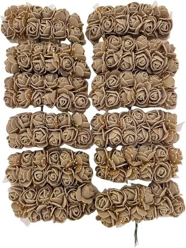 Vista 14 de 144pcs 12 colores mini flores artificiales rosas cabezas y tallo suave