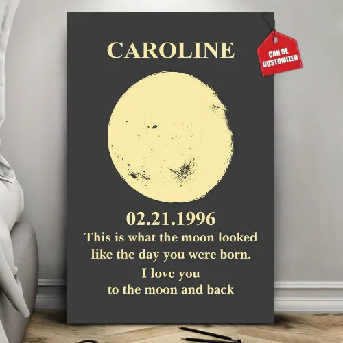 Vista 8 de TM TEEMAN Imagen personalizada de fase lunar – Arte personalizado de fase lunar This is What The Moon Looked like – Regalos personalizados de fase