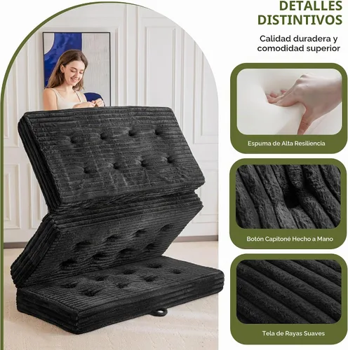 Vista 7 de MAXYOYO Sofá cama plegable, sofá cama plegable de 6 pulgadas, colchón plegable con asas, cama plegable de piel sintética suave con relleno de espuma