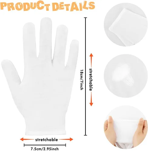 Vista 2 de NZKNP White Kids Cotton Gloves,Costume Girls Boys kids Gloves For Halloween,(4 Pairs) Kids White Cotton Gloves For Party