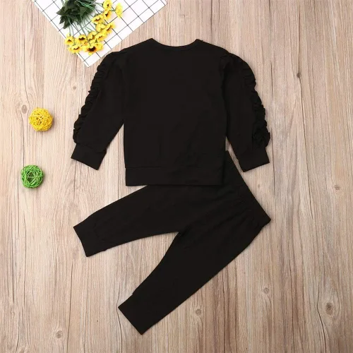 Vista 7 de Conjunto de 2 piezas de pijama para bebés de 6 a 3 años de edad, camisas y pantalones de algodón con volantes