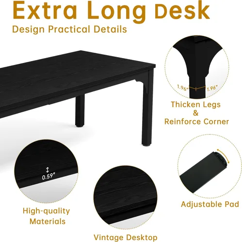 Vista 3 de Mesa de conferencias de 6.56 pies, mesa de seminario rectangular grande súper resistente para 8 personas, mesas largas de negocios, 1 unidad