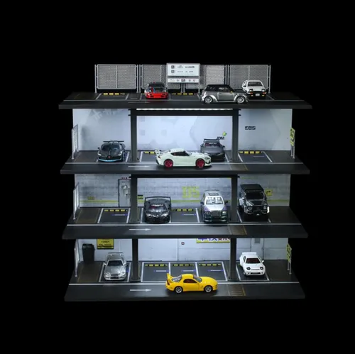 Vista 3 de Organizador de vitrina de coche fundido a presión a escala 1/64 - Diorama gris