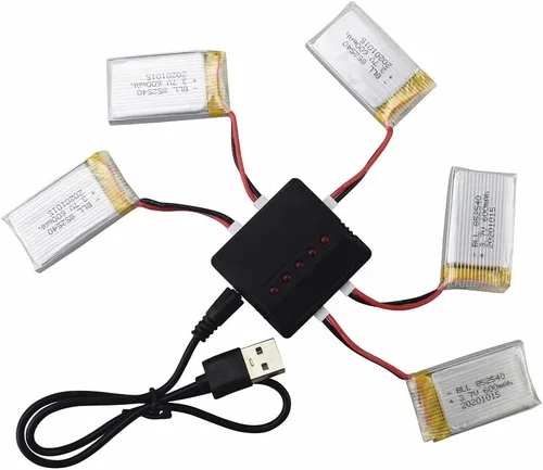 Vista 4 de Accesorios 5 unids 3.7 V 600 mAh Lipo batería con 5 en 1 cargador para Syma X5C X5C-1 X5A X5 X5SC X5SW H5C V931 S5C S5W SS40 FQ36 T32 T5W H42