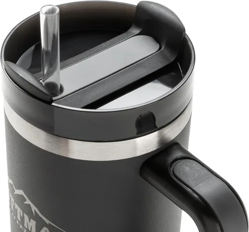 Vista 5 de Pittman Outdoors Vaso de hidratación de 30 onzas con mango suave y cómodo, color negro, taza de viaje para café y bebida
