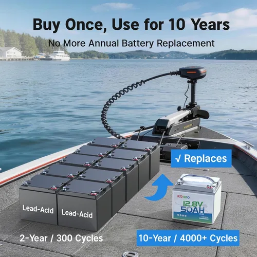 Vista 3 de Redodo Batería de litio de 12 V 50 Ah, batería portátil LiFePO4 de 50 Ah con BMS de 50 A, 640 Wh, hasta 15000 ciclos, ideal para motor de arrastre