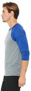 Vista 3 de Bella + Canvas - Camiseta de béisbol unisex con manga 34 (3200) DEEP HTHRNEGRO
