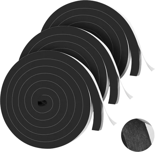 Vista 18 de 20 pies de cintas de espuma autoadhesivas Tiras de sello de espuma de 1 pulgada x 1/2 pulgada x 10 pies cada rollo Burletes de alta resistencia