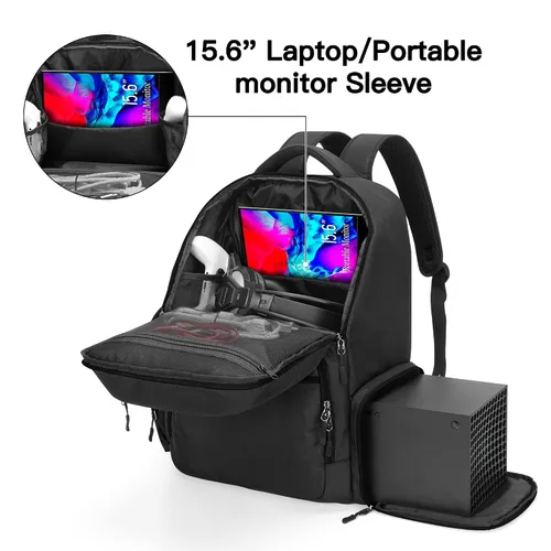 Vista 2 de Trunab Travel Backpack Compatible with Xbox Series X Carrying Case Game Storage Bag with Inner Divider for Xbox XS Console, Multiple Pockets for