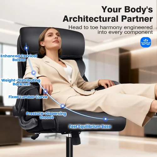 Vista 3 de AreShark Silla de oficina – Silla ejecutiva de escritorio cómoda transpirable con respaldo alto y soporte lumbar, silla ergonómica de cuero