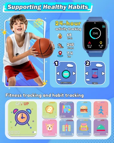 Vista 6 de Sueseip Reloj para Niños Juguetes para Niños de 6 a 8 años, pantalla táctil HD, doble cámara, reloj inteligente para niños de 5 a 7 años, juguetes