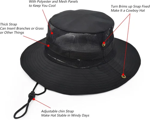 Vista 3 de El sol al aire libre protege el sombrero del ejército estilo Sun Cap con el panel de malla de poliéster