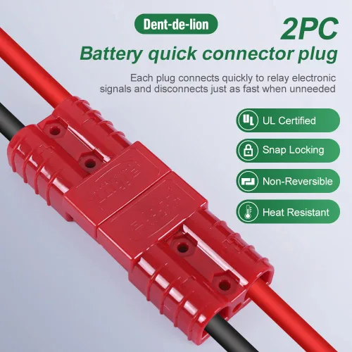 Vista 2 de Conector de batería de 600 V, 50 A, 50 amperios, conexión rápida, enchufe para automóvil, furgoneta, motocicleta (rojo)