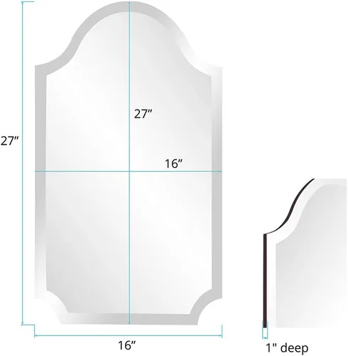 Vista 6 de Howard Elliott Collection Espejo de pared biselado arqueado, espejo rectangular con acabado de vidrio espejo, perfecto para dormitorio, baño