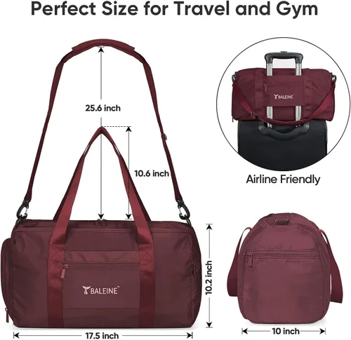 Vista 6 de BALEINE bolso de gimnasio para mujeres y hombres, pequeño bolso de lona impermeable y ligero para deportes, gimnasios y escapadas de fin de semana