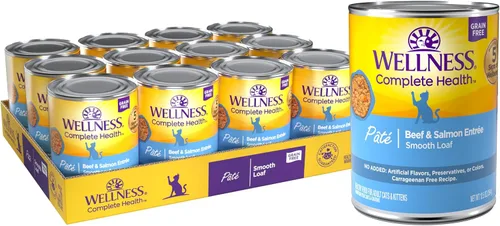 Vista 11 de Wellness Complete Health - Alimento húmedo en paté para gatos adultos, natural, rico en proteínas, sin granos, 12.5 onzas, paquete de 12