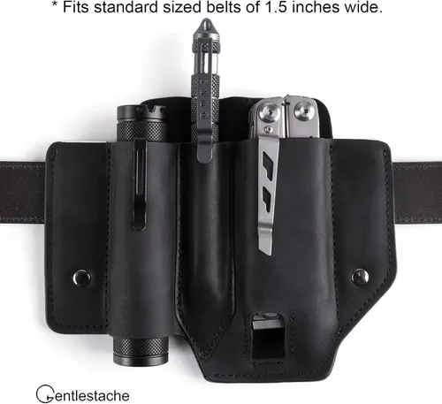 Vista 9 de Gentlestache Funda multiherramienta para cinturón, bolsa multiherramienta, soporte de cinturón de cuero para multiherramienta EDC organizador