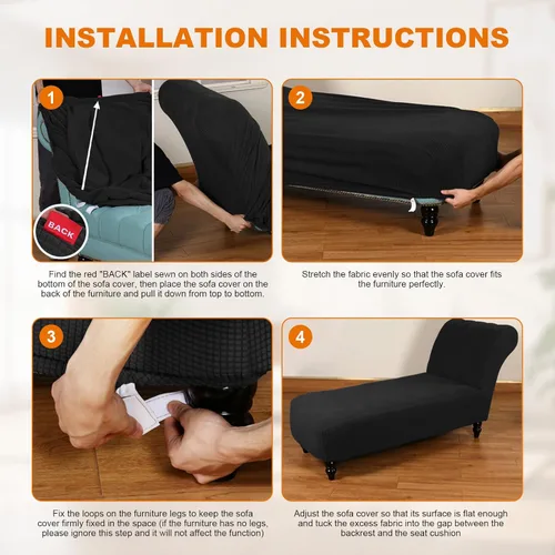 Vista 6 de Funda para tumbona sin brazos, fundas elásticas para silla de sala de estar, funda de diván sin brazos, fundas de interior para dormitorio, tela