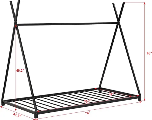 Vista 2 de SOFTSEA Marco de cama con plataforma de cama de piso doble con estructura triangular Negro