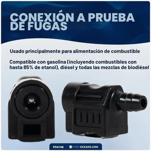 Vista 5 de Five Oceans Conector rápido de línea de combustible hembra de púas de 3/8 pulgadas para Honda, conector de combustible fuera de borda - FO4768