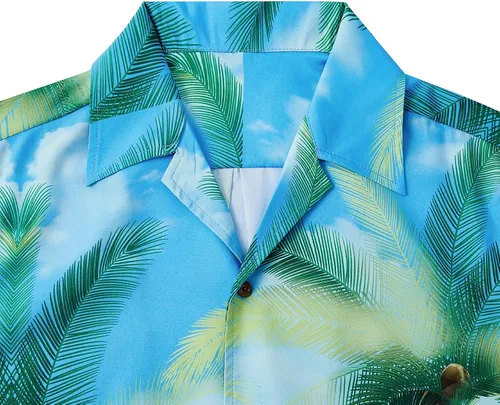 Vista 137 de Camisa hawaiana para hombre, con estampado floral, cómoda, con botones, casual, manga corta, ropa de playa para hombre