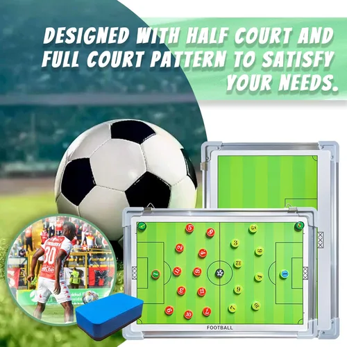 Vista 4 de Pure Vie Tabla magnética de tácticas de entrenamiento de fútbol, portapapeles de fútbol portátil para entrenadores de fútbol de borrado en seco