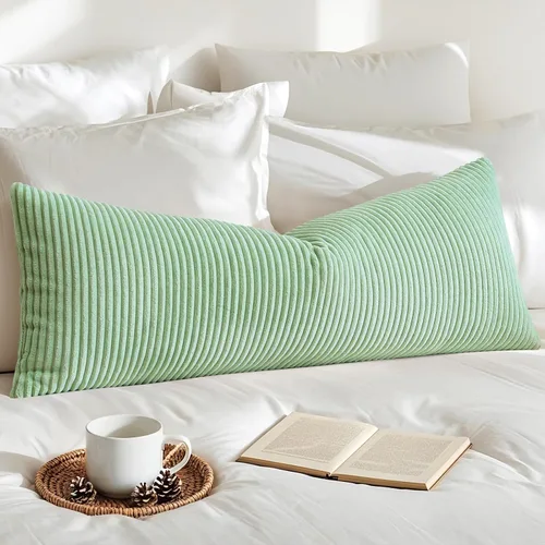 Vista 17 de Artscope Fundas de Almohada de Pana a Rayas Acogedoras Súper Suaves Decorativas Cuadradas Fundas de Almohada Fundas de Cojín para Sofá Sofá Amarillo