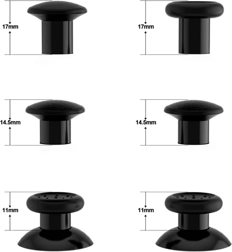 Vista 3 de eXtremeRate Black ThumbsGear Interchangeable Ergonomic Thumbsticks for Nintendo Switch Pro Controller - 3 Height Domed and Concave Grips Adjustable
