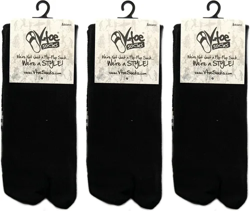 Vista 3 de 3 Pairs Thick Flip-Flop Big Toe Socks Crew or Ankle Size Women 9-12 Men 8-11