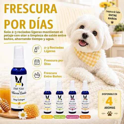 Vista 5 de Warren London Wet Kiss Milk & Honey - Aerosol de colonia para perros, 2 onzas