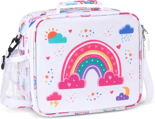 Vista 11 de rockpapa Lonchera infantil para niños con correa, impermeable, resistente a las manchas y al aceite, bolsa de almuerzo aislada, bolsa de almuerzo