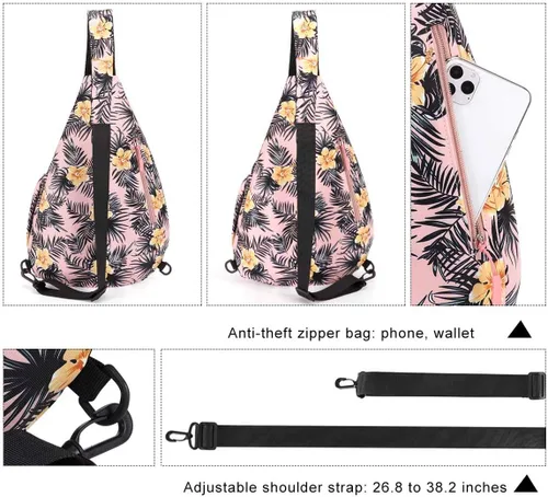 Vista 4 de HUA ANGEL - Mochila cruzada con correa para el hombro para hombres y mujeres, ligera, impermeable, bolsa para el pecho y el hombro para viajes