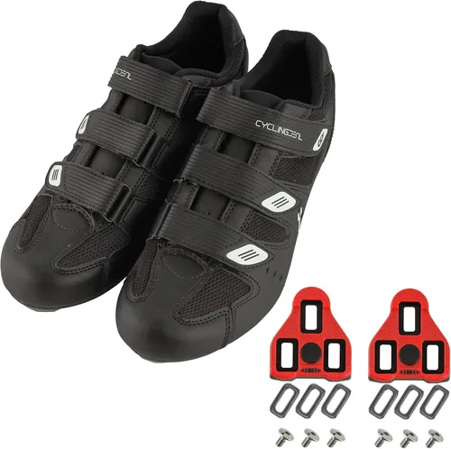 Vista 2 de CyclingDeal Zapatos de ciclismo universales para bicicleta de carretera para hombre, con aspecto flotante de 9 grados, compatible con tacos