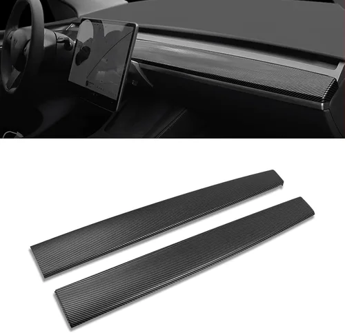 Vista 15 de x xotic tech Cubierta de panel de consola central con patrón de fibra de carbono brillante, compatible con Tesla Model 3 2017 2018 2019 2020 2021