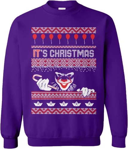 Vista 10 de Tcombo It's Christmas - Sudadera unisex con cuello redondo y payaso espeluznante para Navidad